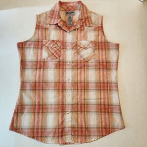 Wrangler Wrancher Shirts Peach SLeeveless Sm.